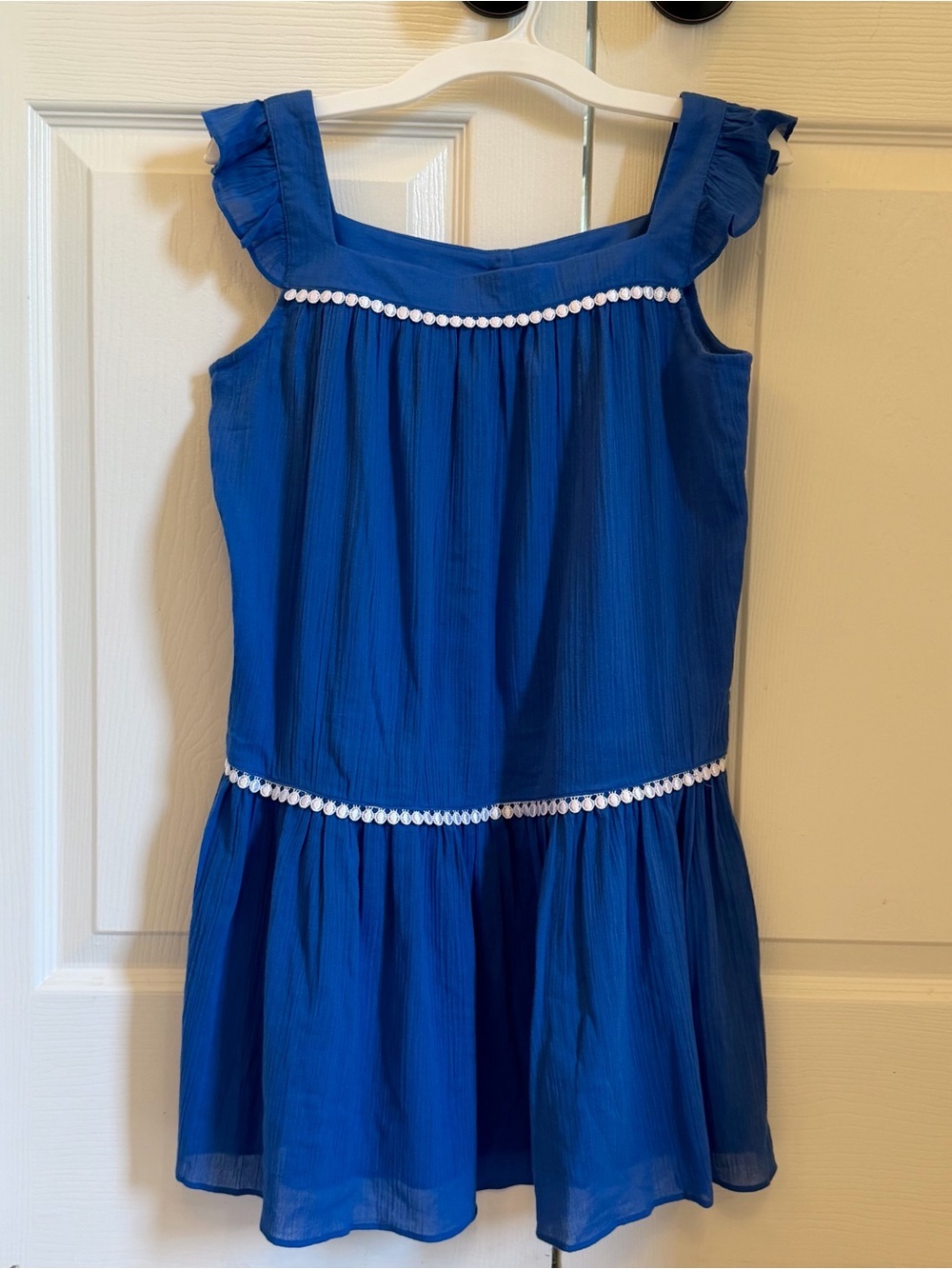 EUC Janie and Jack Royal Blue coverup worh white trim size 12